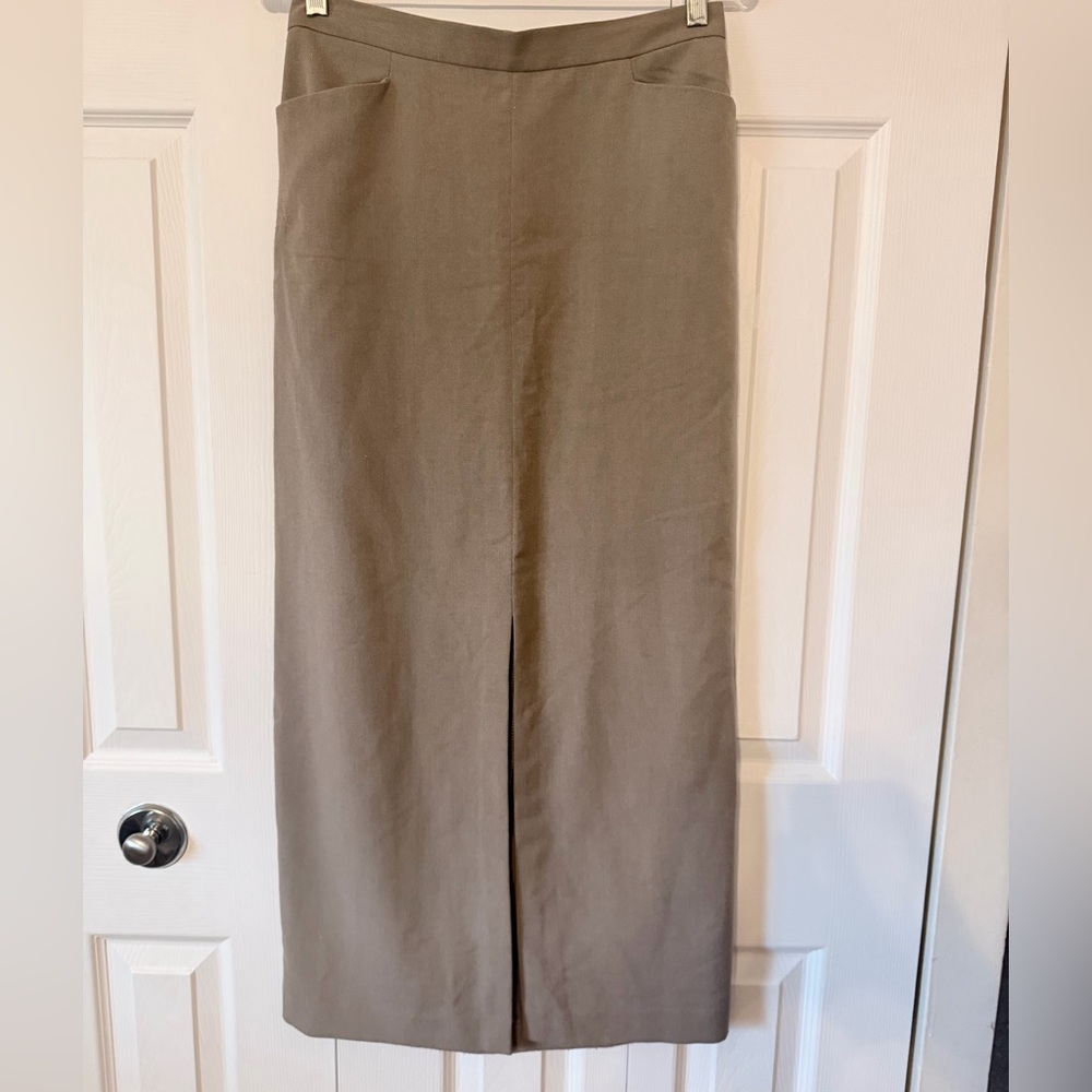 Liz Claiborne LIZ SPORT Taupe Linen-Blend A-line Skirt
